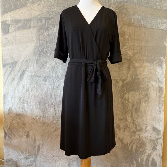Elegant Wrap Black Stretch Dress Wmn’s M - Picture 1 of 10